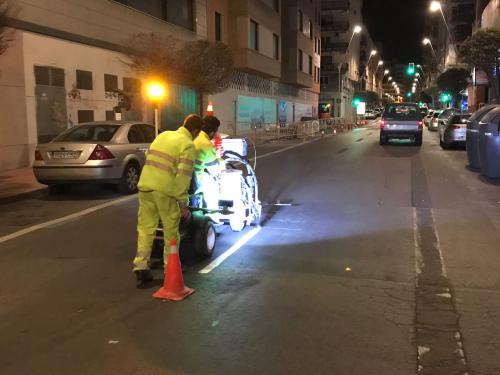 Repintado de la Plaza Quemadero Almeria señalizacion horizontal  villar gestión infraestructuras